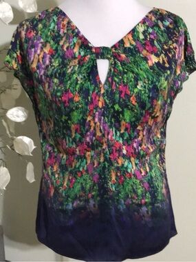 Women's Multicolor Abstract Keyhole Blouse
